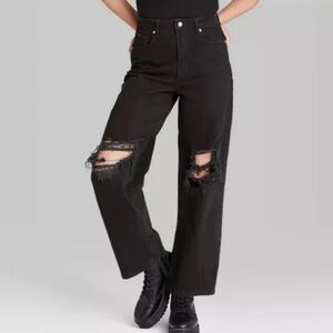 Wild Fable High waisted Oversized Distressed Jeans in Black